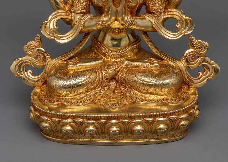 Chenrezig: The Bodhisattva of Compassion | 24K Gold Gilded Statue