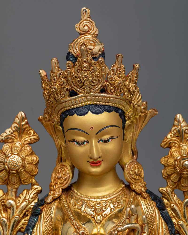green-tara-gilt copper sculpture