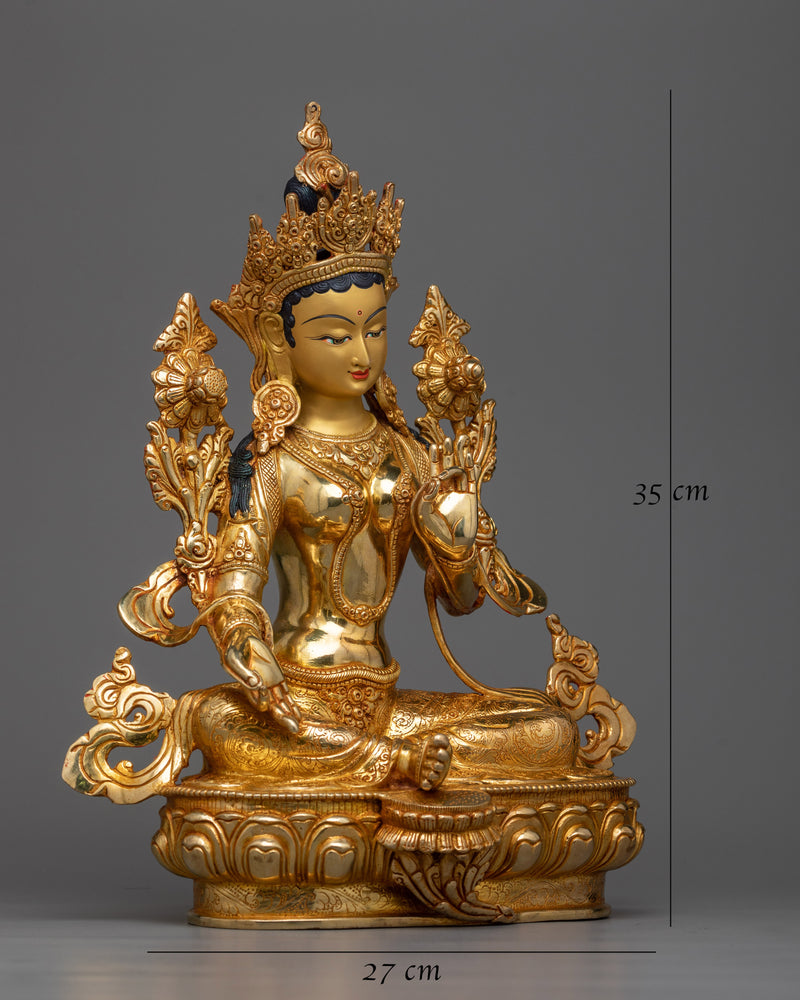 green-tara-gilt copper sculpture