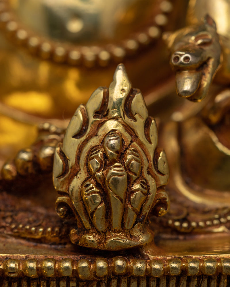 Wealth Deity Jambhala Sculpture | Exquisite Triple-Layered Gold Gilded