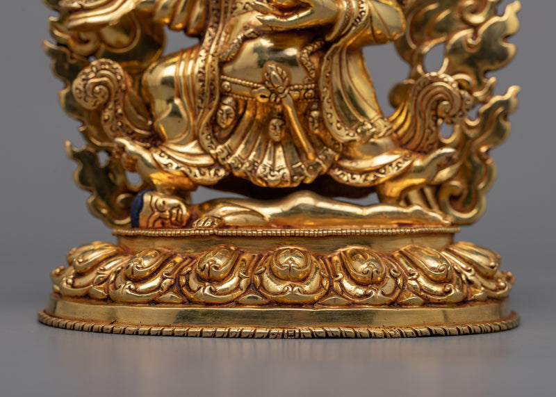 Divine Bernagchen Mahakala Sculpture | Triple-Layered 24K Gold Gilded Protector