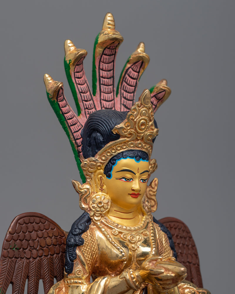 Elegant Nag Kanya 24K Gold Gilded Sculpture | Serpentine Guardian of Treasure