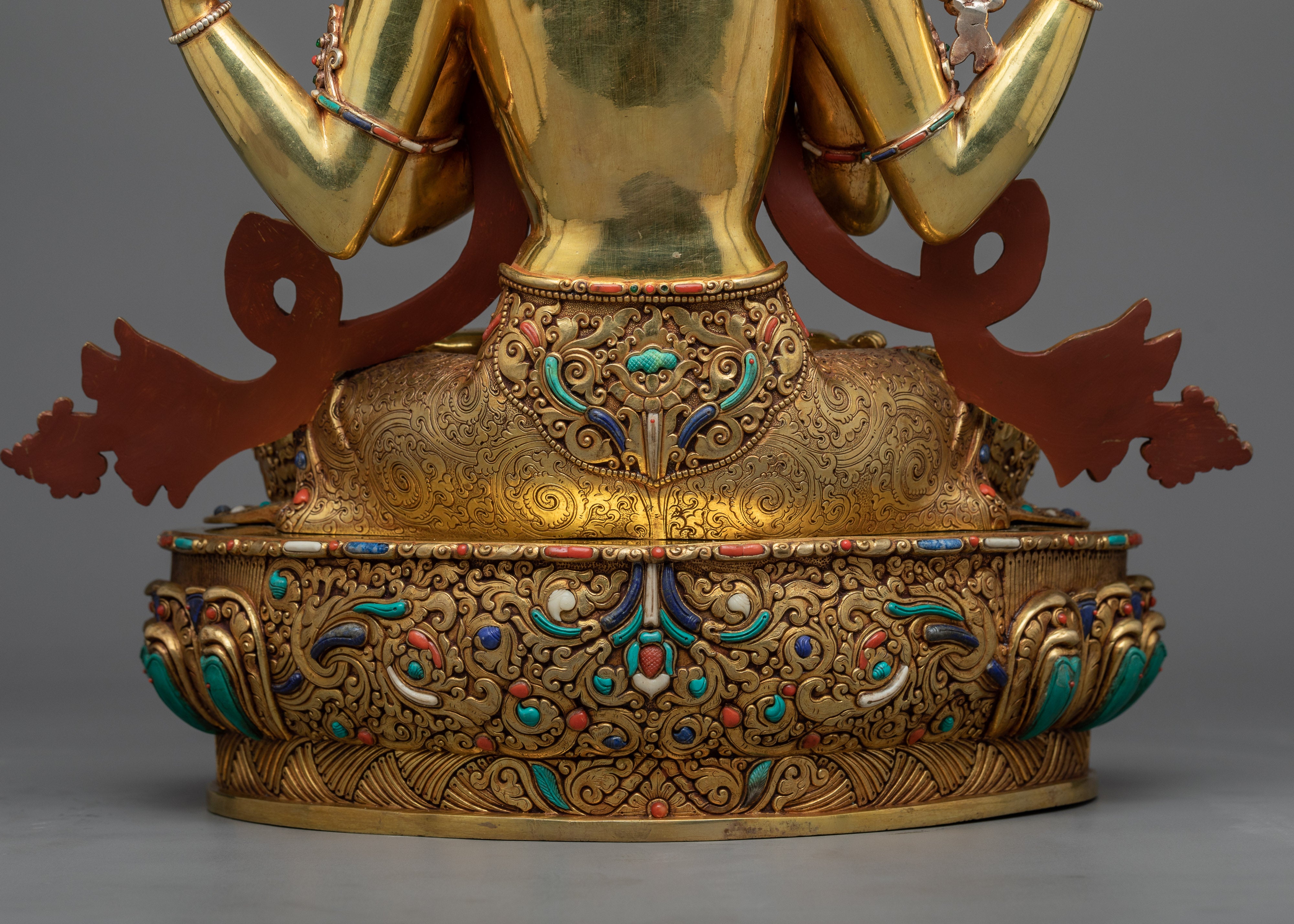 4-Armed Bodhisattva Chenrezig | Triple-Layered Gold Coated Splendor