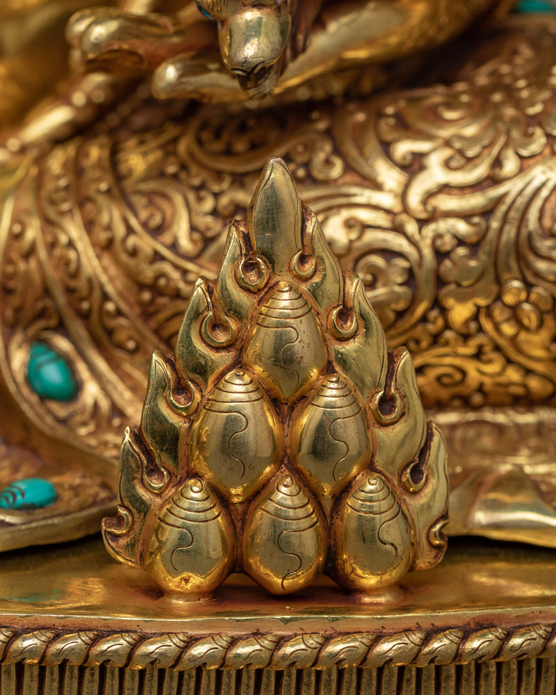 Dzambhala Spiritual Sculpture | Triple-Layered Gold Majesty