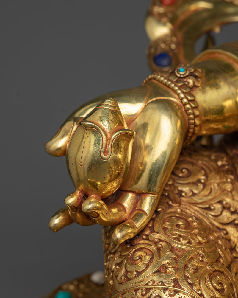 Dzambhala Spiritual Sculpture | Triple-Layered Gold Majesty