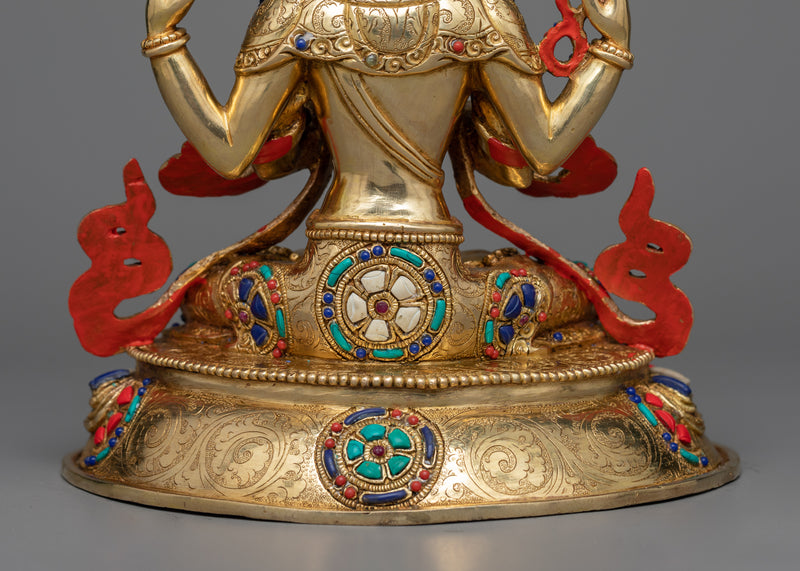 Bodhisattva 4-Armed Lokeshvara Sculpture | Embodiment of Compassionate Power