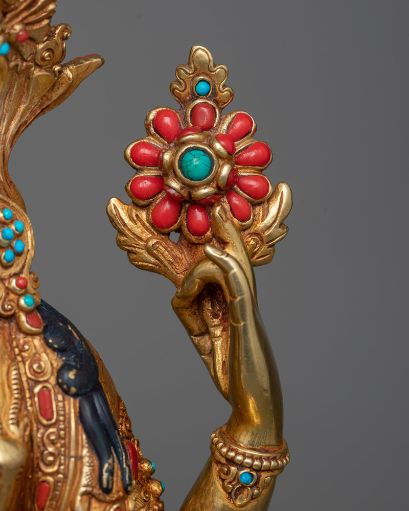 4-Armed Bodhisattva Chenrezig Idol | A Artwork of Compassion in 24K Gold