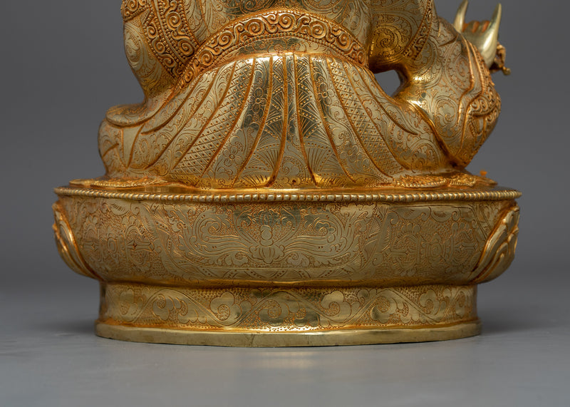 Rinpoche Padmasambhava Gold-Gilded Sculpture | Nepalese Artwork