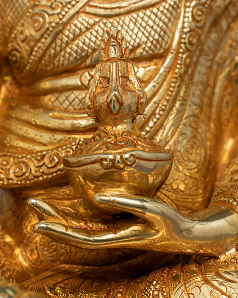 Rinpoche Padmasambhava Gold-Gilded Sculpture | Nepalese Artwork