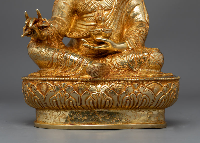 Rinpoche Padmasambhava Gold-Gilded Sculpture | Nepalese Artwork