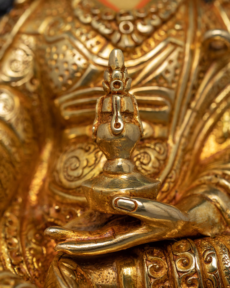 The Born From Lotus Guru Statue | Gold Gilded Sculpture of Padmasambhava