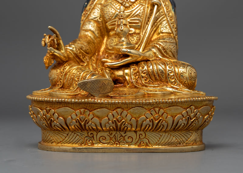 The Born From Lotus Guru Statue | Gold Gilded Sculpture of Padmasambhava