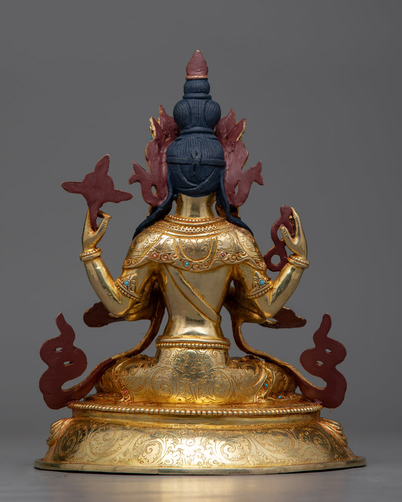 4-Armed Lokeshvara Sculpture | Beacon of Infinite Compassion