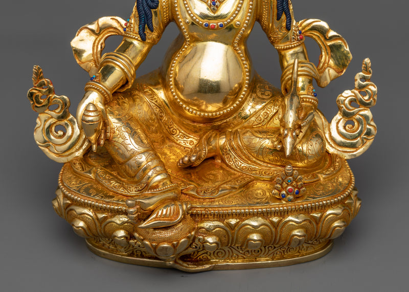 Yellow Dzambhala Copper Sculpture | Buddhist Deity of Wealth and Prosperity