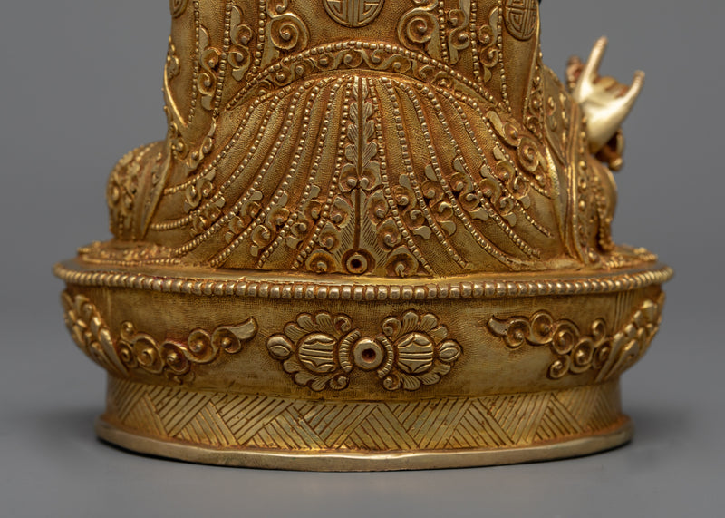 Guru Padmasambhava Gold-Gilded Sculpture | Divine Illumination