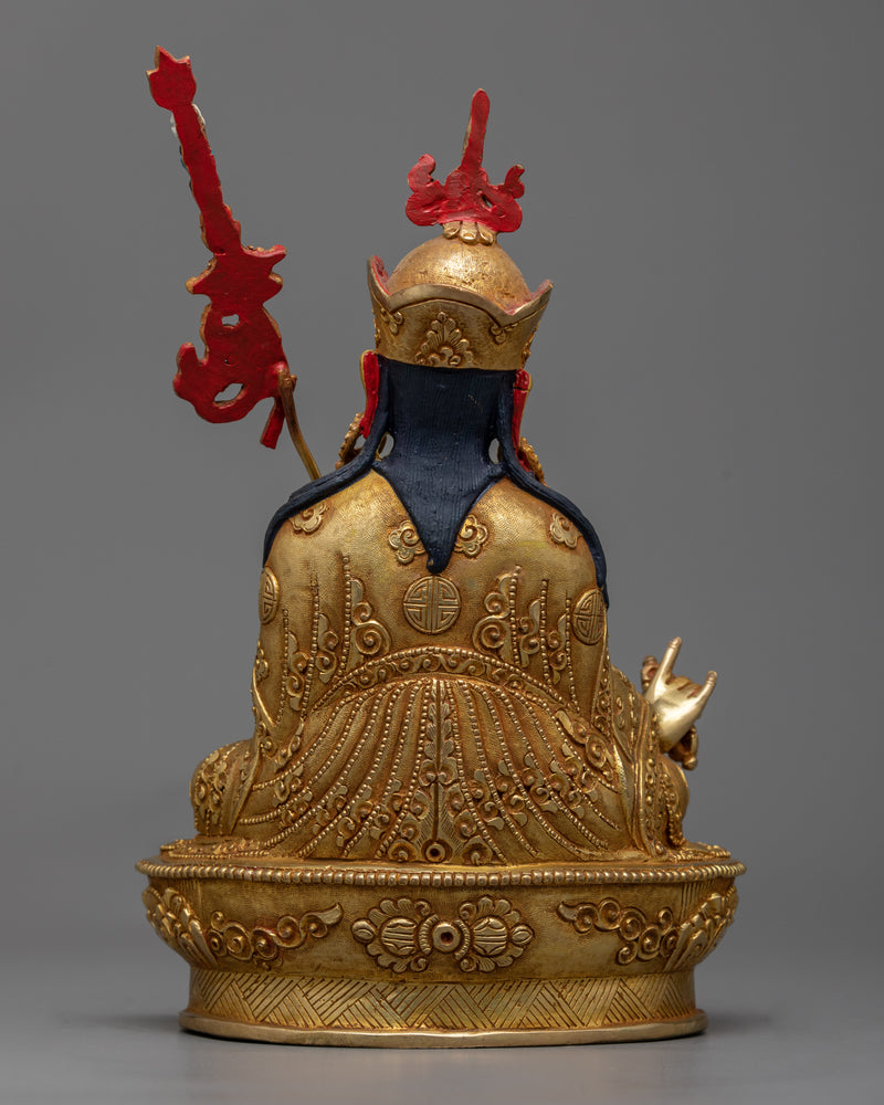 Guru Padmasambhava Gold-Gilded Sculpture | Divine Illumination