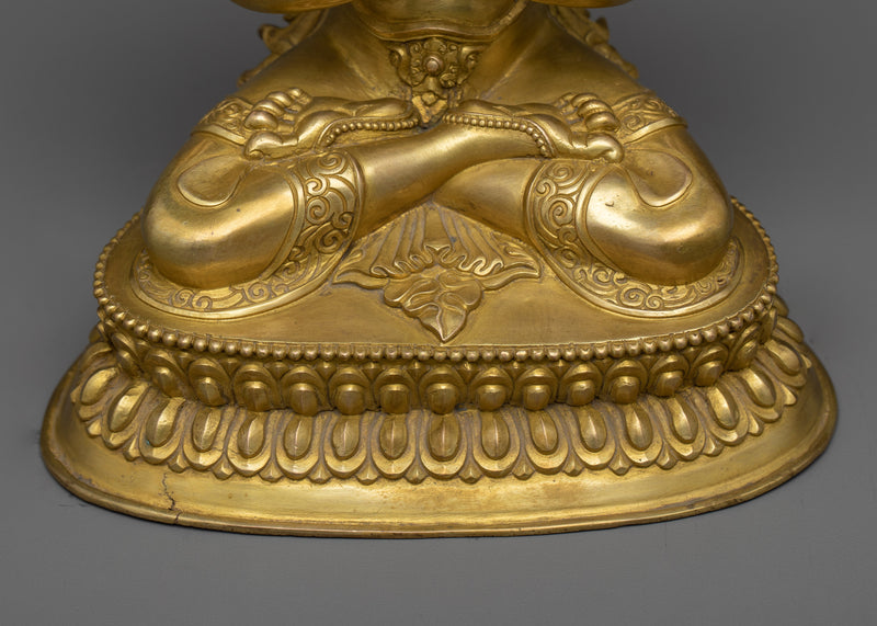 Four-Armed Lokeshvara in Gold Gilded Splendor | Compassion in Every Direction