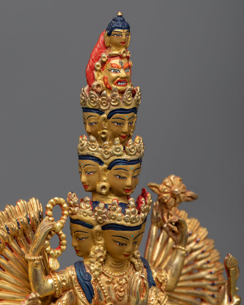 1000-Armed Lokeshvara Gold-Gilded Sculpture | Infinite Compassion