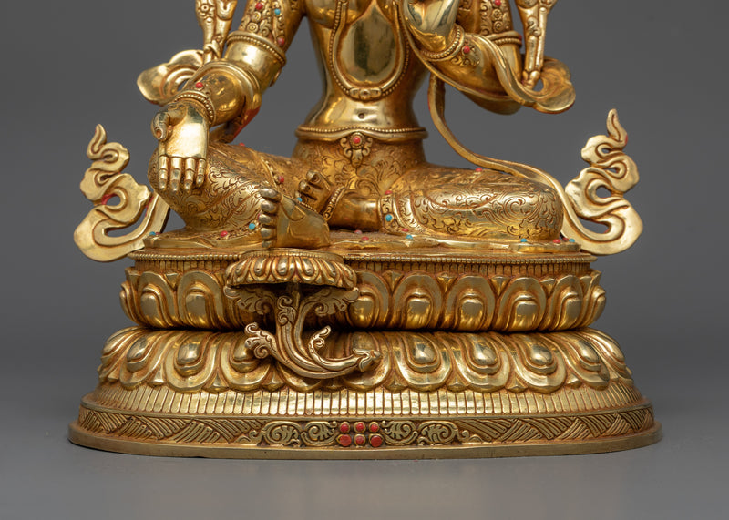 Mother Green Tara in Gold Gilt Sculpture | Luminous Compassion