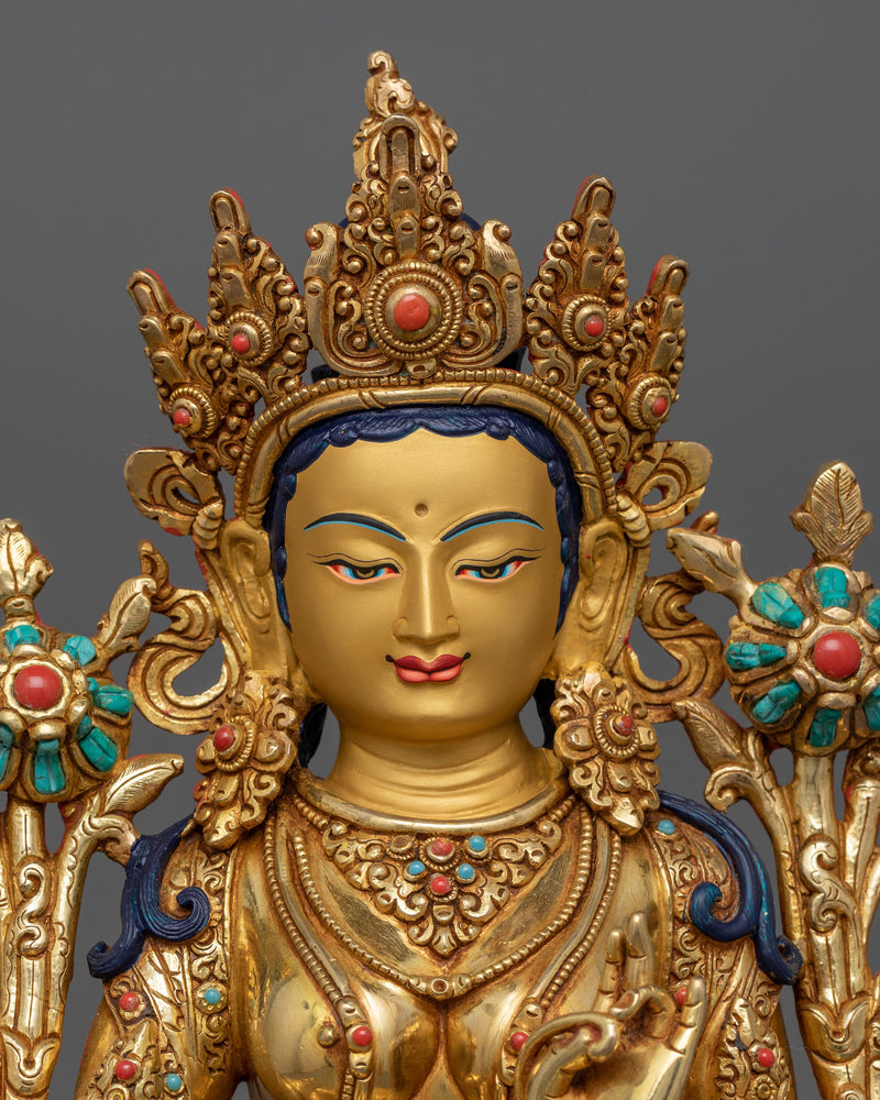 mother green tara gilt sculpture