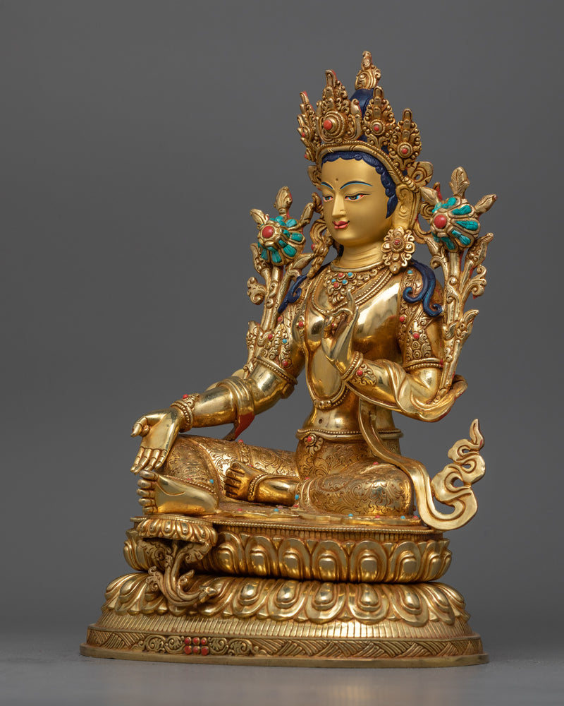 mother green tara gilt sculpture