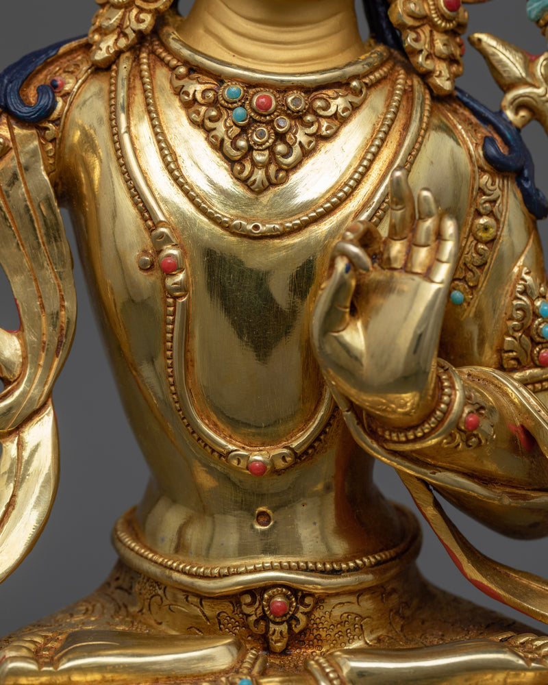 Statue of Manjushri | Wisdom's Radiance in 24k Gold Coat