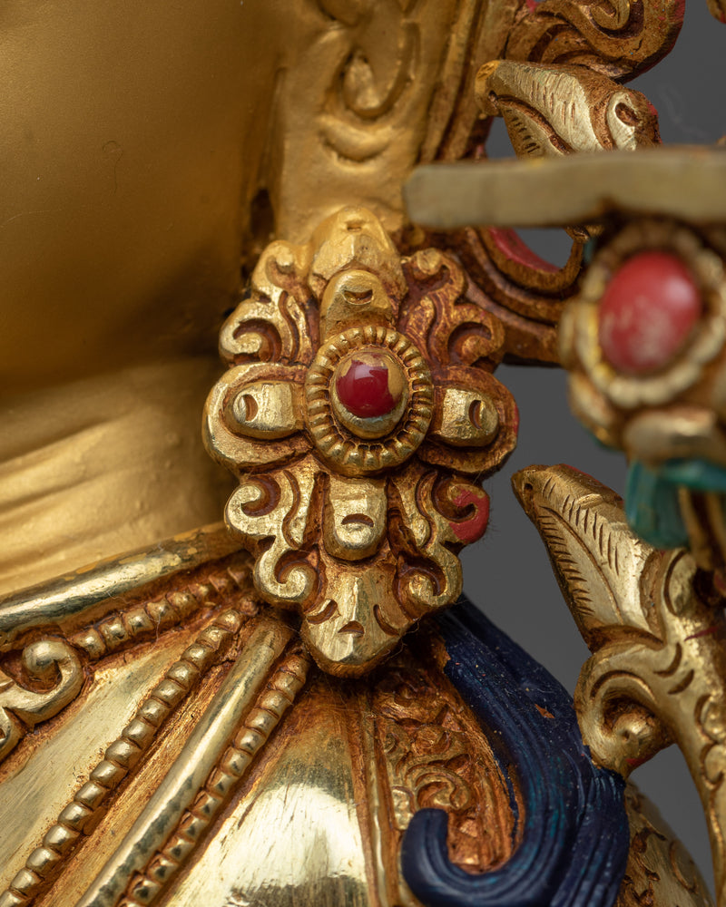 Statue of Manjushri | Wisdom's Radiance in 24k Gold Coat