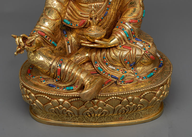 Statue of Padmasambhava in 24K Gold Gilded Glory | Emanation of Enlightenment