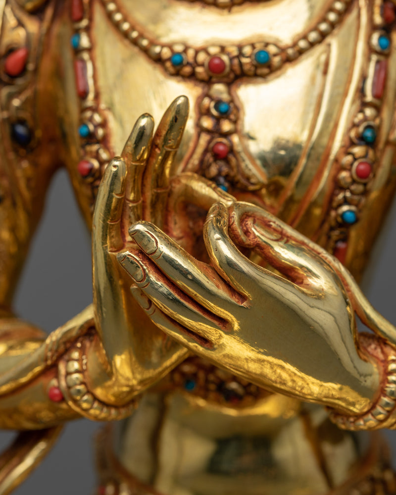 Tikshna-Manjushri Statue | 24K Gold Gilded Grandeur