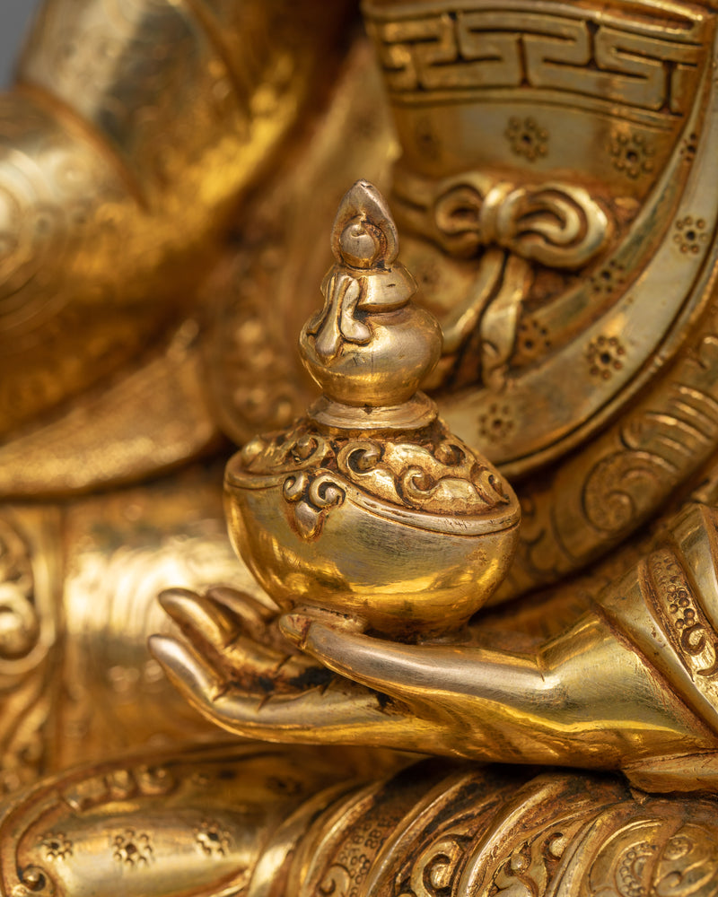Guru Rinpoche with Trisong Detsen &amp; Santaraksita | Sacred Trinity in 24K Gold Gilded