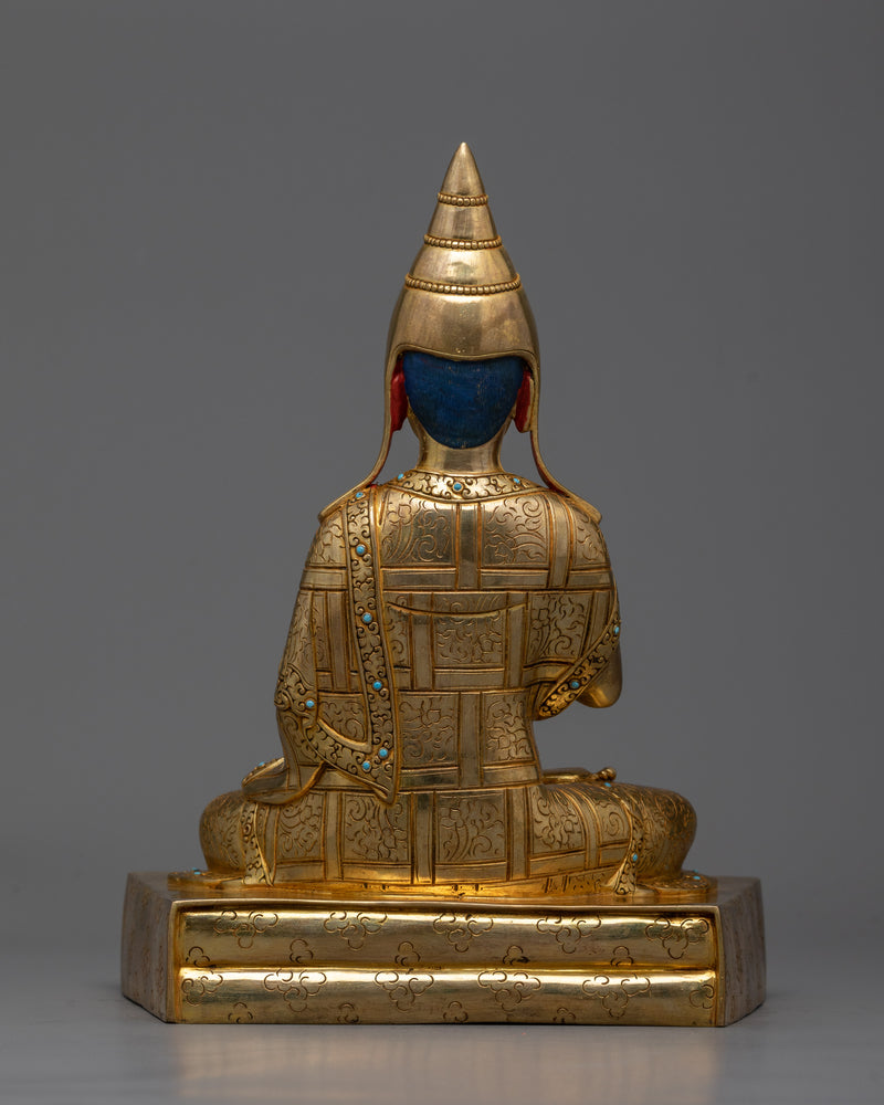 Guru Rinpoche with Trisong Detsen &amp; Santaraksita | Sacred Trinity in 24K Gold Gilded