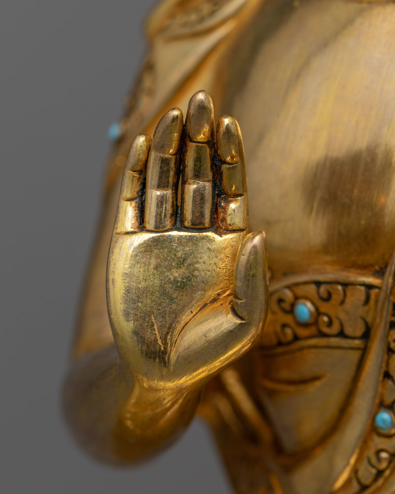 Guru Rinpoche with Trisong Detsen &amp; Santaraksita | Sacred Trinity in 24K Gold Gilded