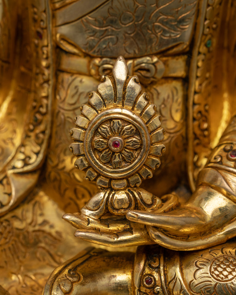 Guru Rinpoche with Trisong Detsen &amp; Santaraksita | Sacred Trinity in 24K Gold Gilded