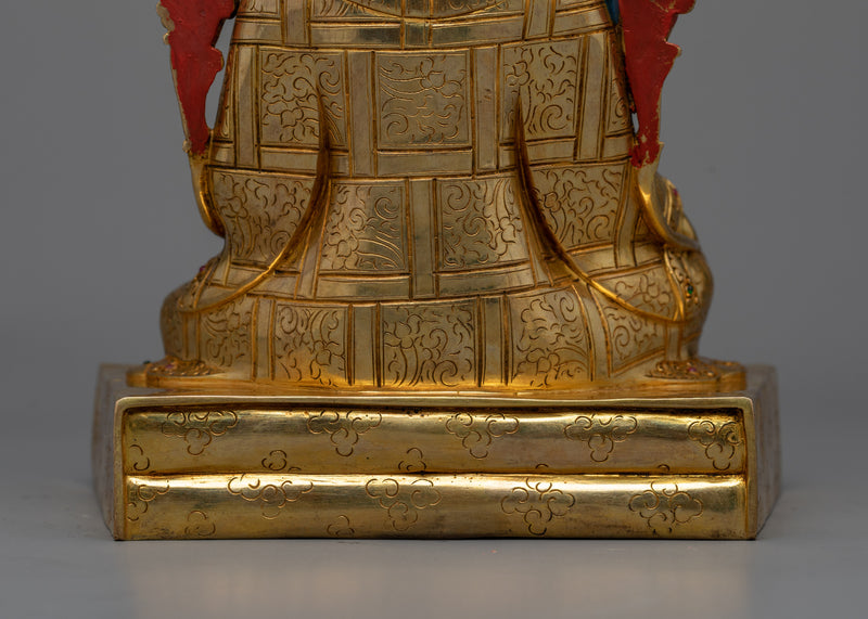 Guru Rinpoche with Trisong Detsen &amp; Santaraksita | Sacred Trinity in 24K Gold Gilded