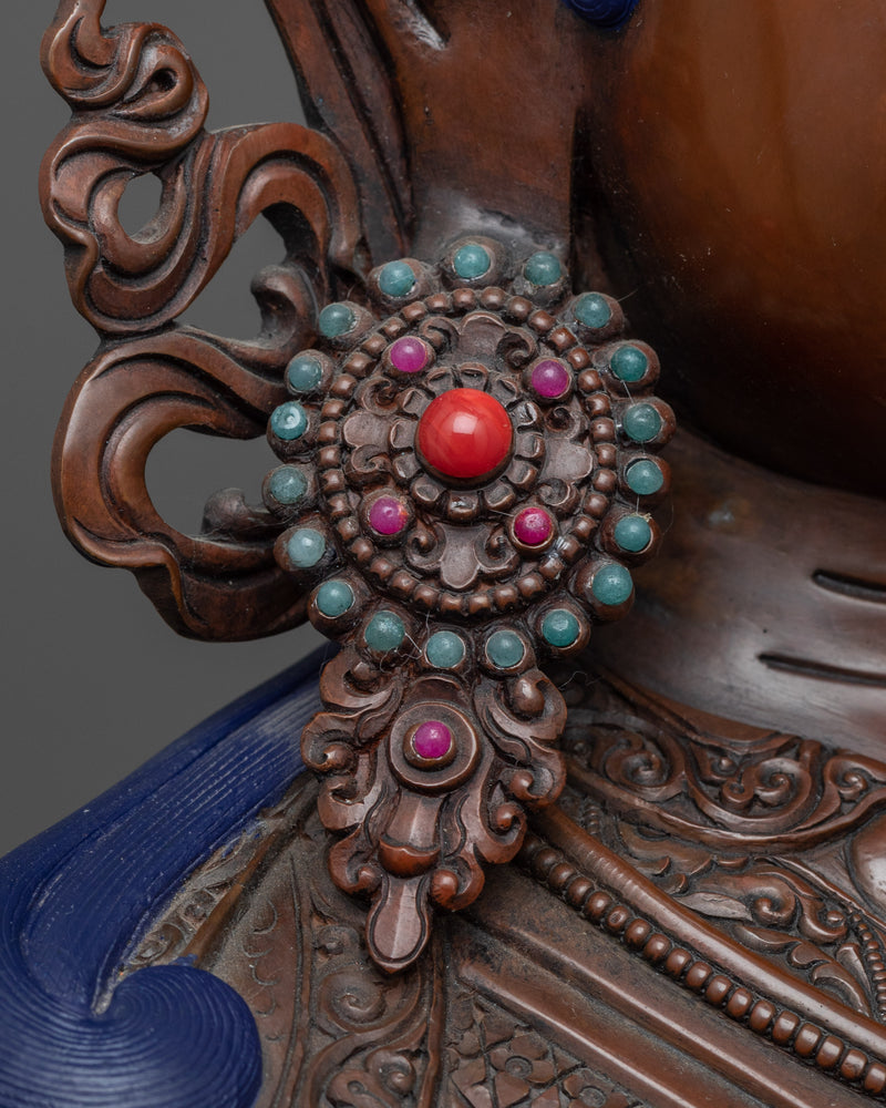 Guru Rinpoche in Oxidized Copper Sculpture | Monumental Presence of Spiritual Master