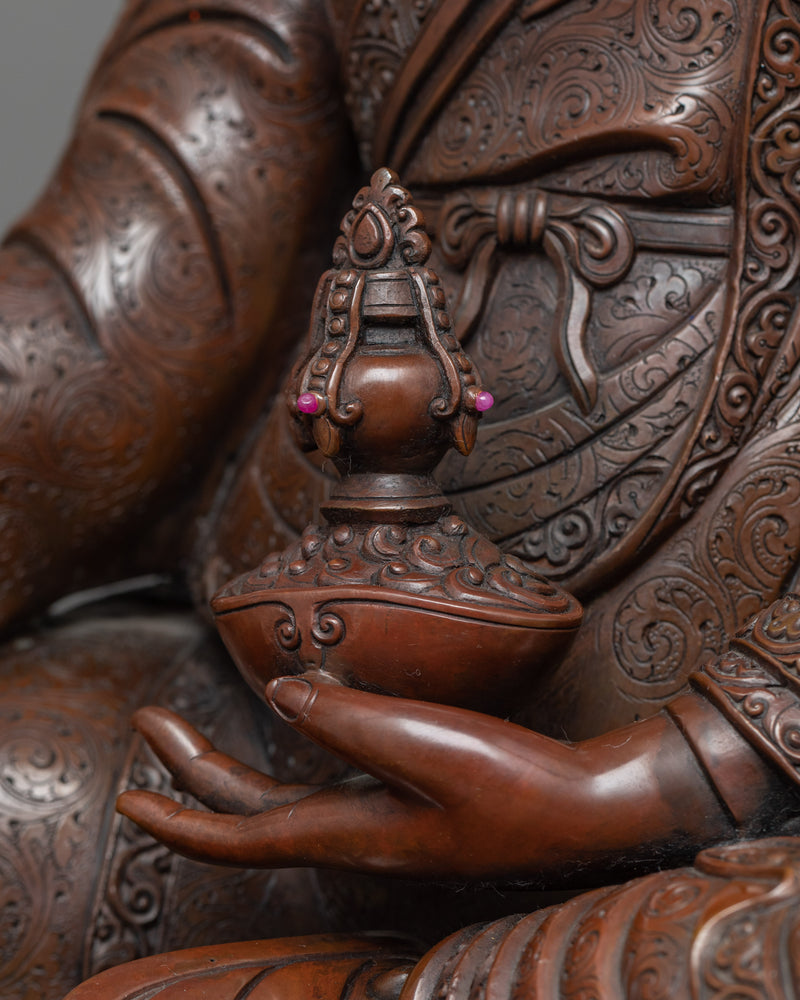 Guru Rinpoche in Oxidized Copper Sculpture | Monumental Presence of Spiritual Master