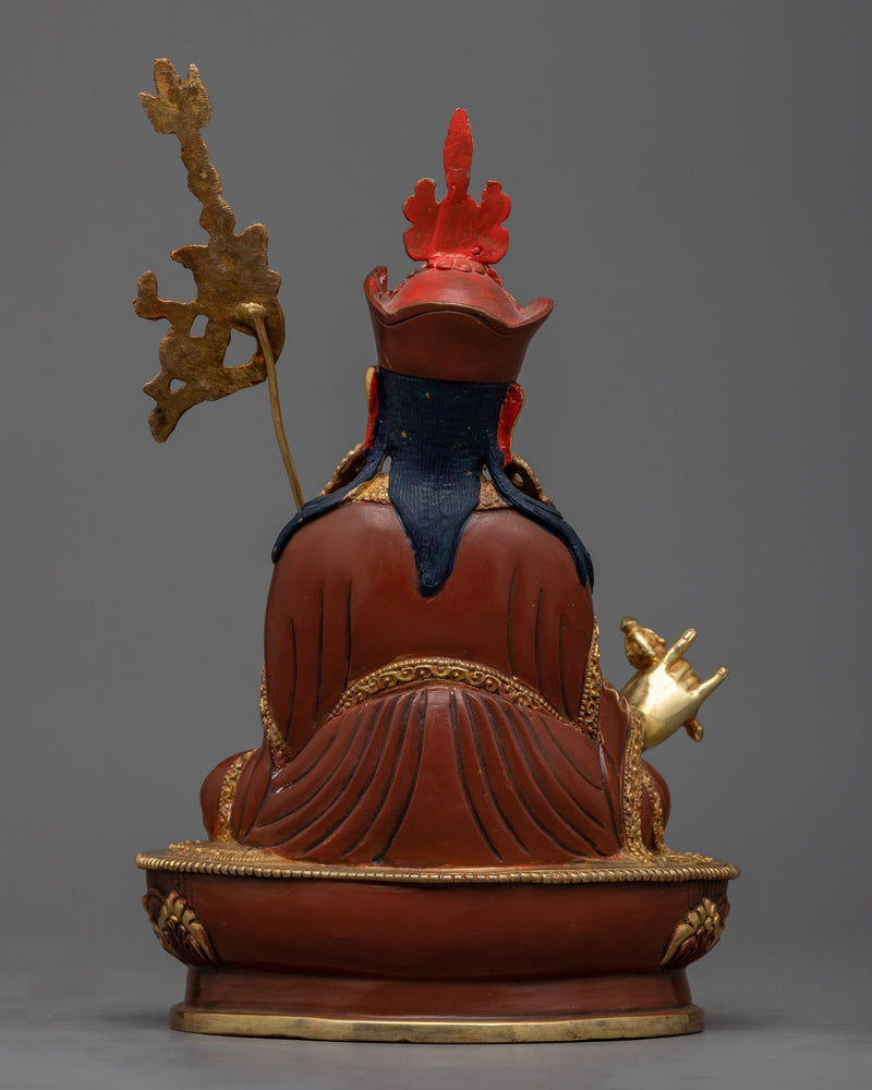 Padma-born Rinpoche in Gold Gilded Elegance | Sacred Sculpture