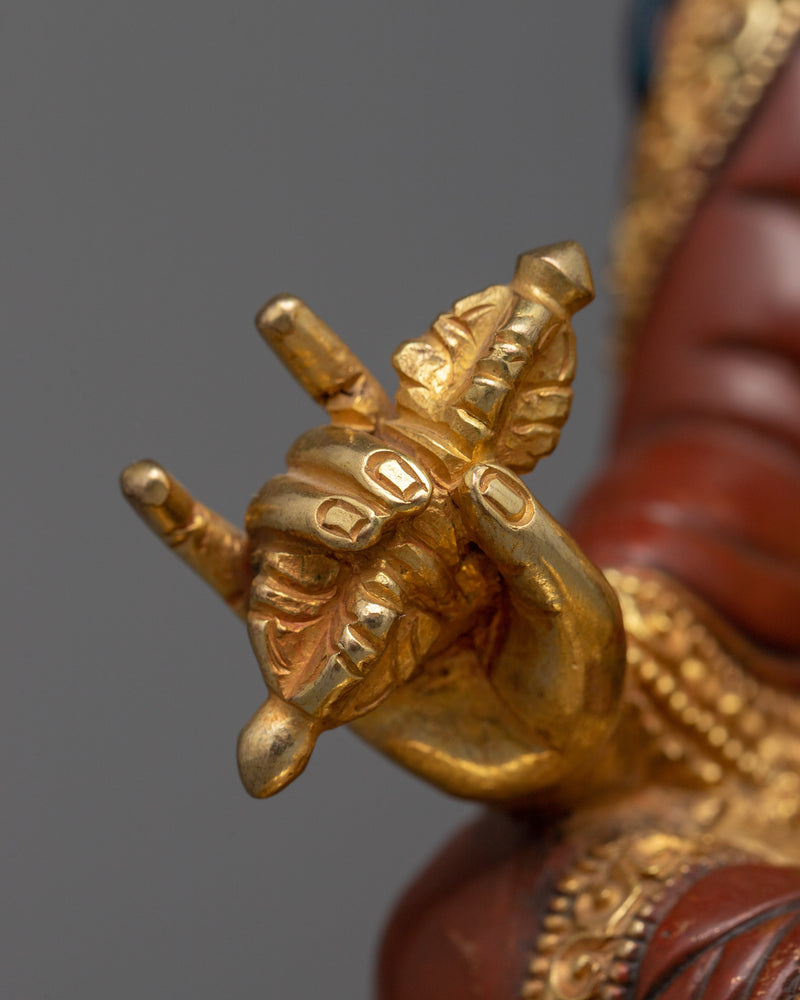Padma-born Rinpoche in Gold Gilded Elegance | Sacred Sculpture