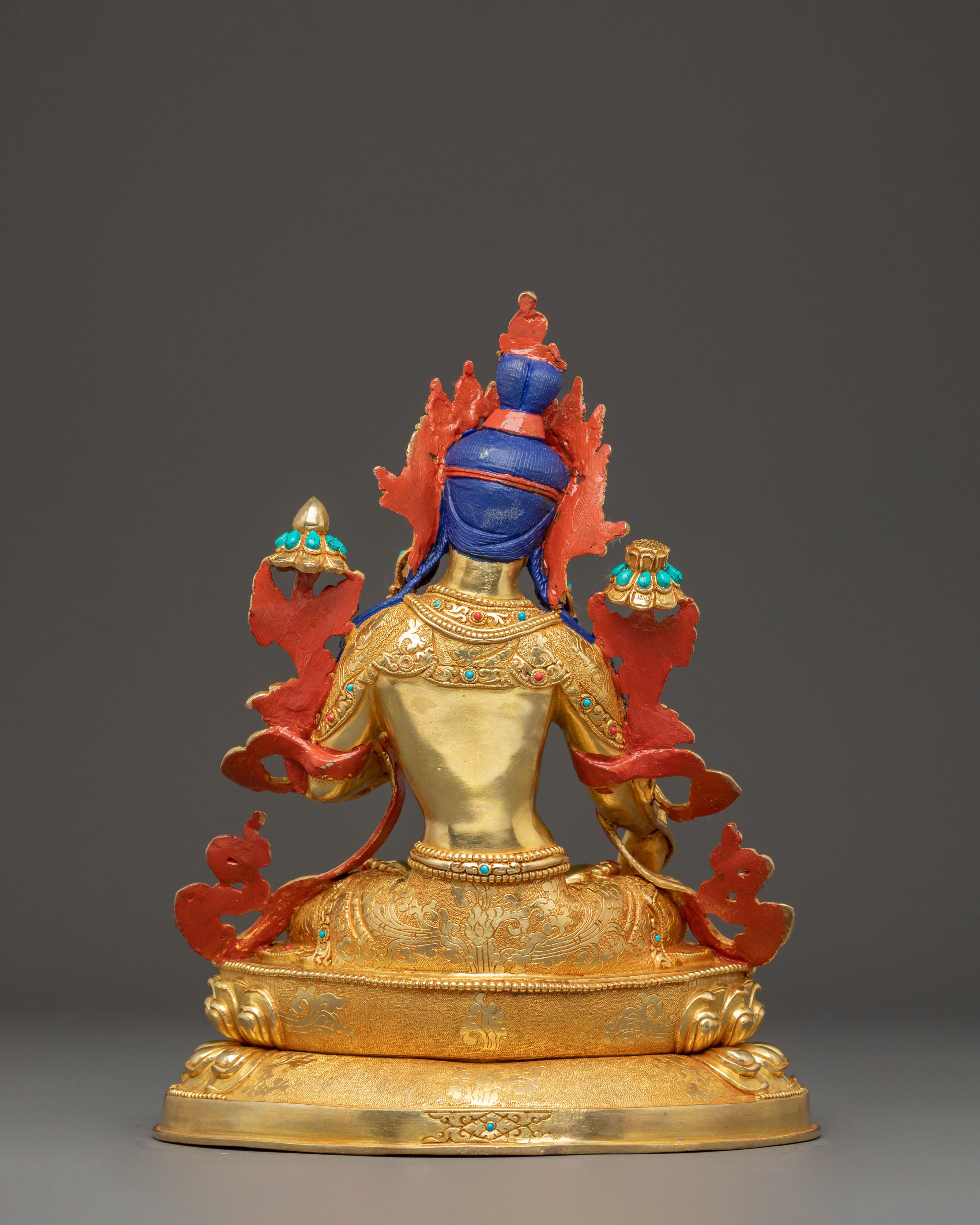 Sacred Seven-Eyed Deity White Tara Golden Sculpture