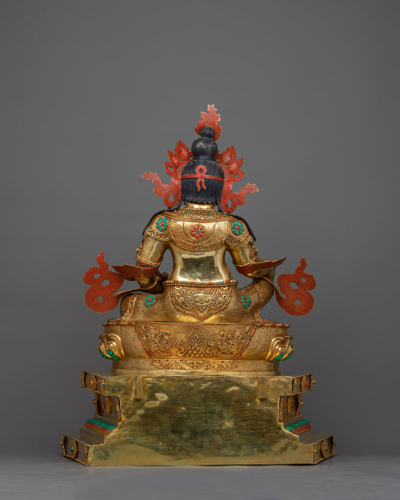 Dzambhala The Buddha of Wealth | Seated on a Gemstone Decorated Throne