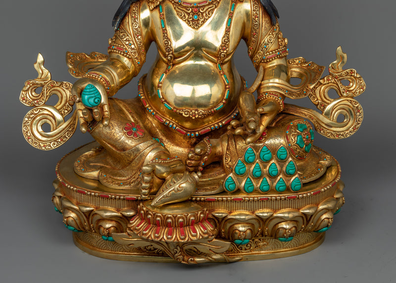 Dzambhala The Buddha of Wealth | Seated on a Gemstone Decorated Throne