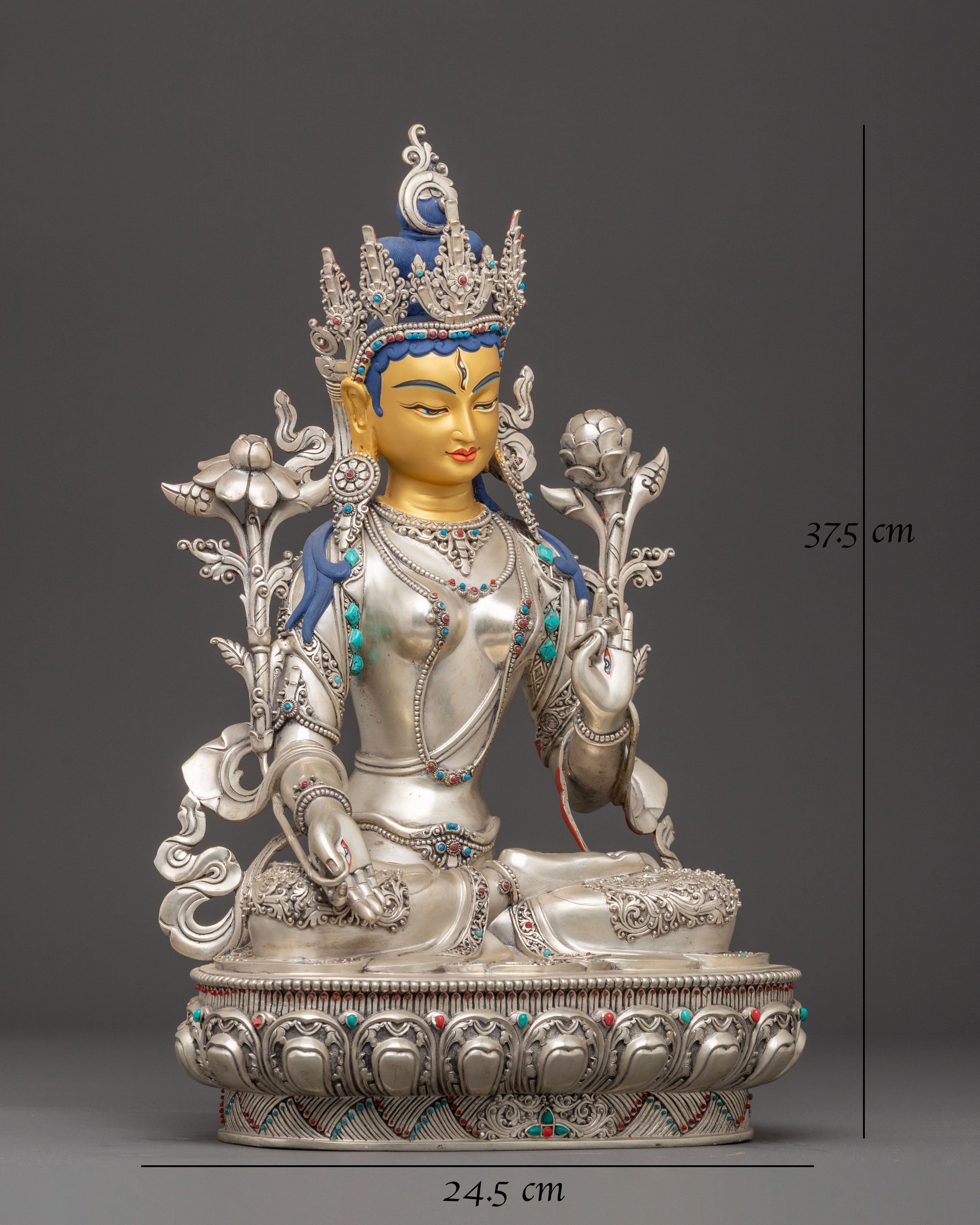 Compassionate Healing Goddess White Tara Statue 