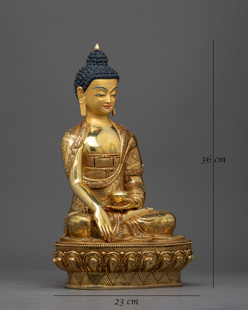 A Gold Gilded Buddha Statue | Handmade Sculpture of Buddha Shakyamuni