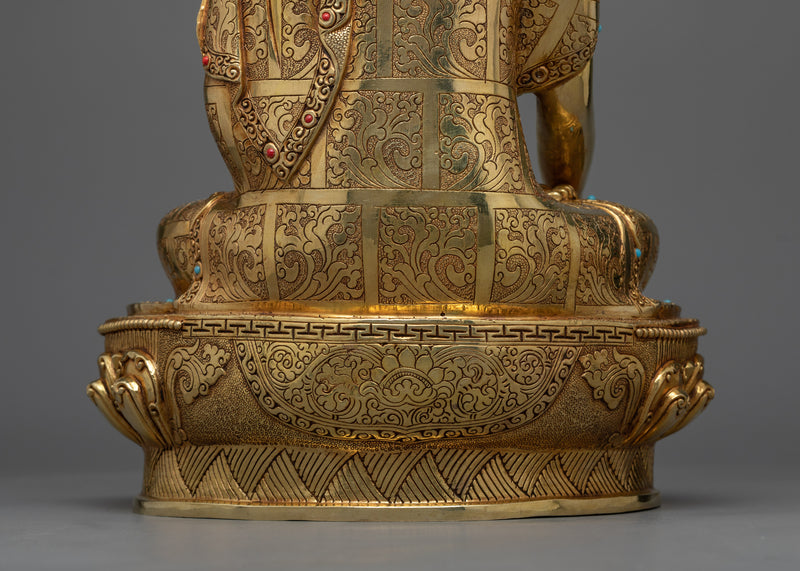 A Gold Gilded Buddha Statue | Handmade Sculpture of Buddha Shakyamuni