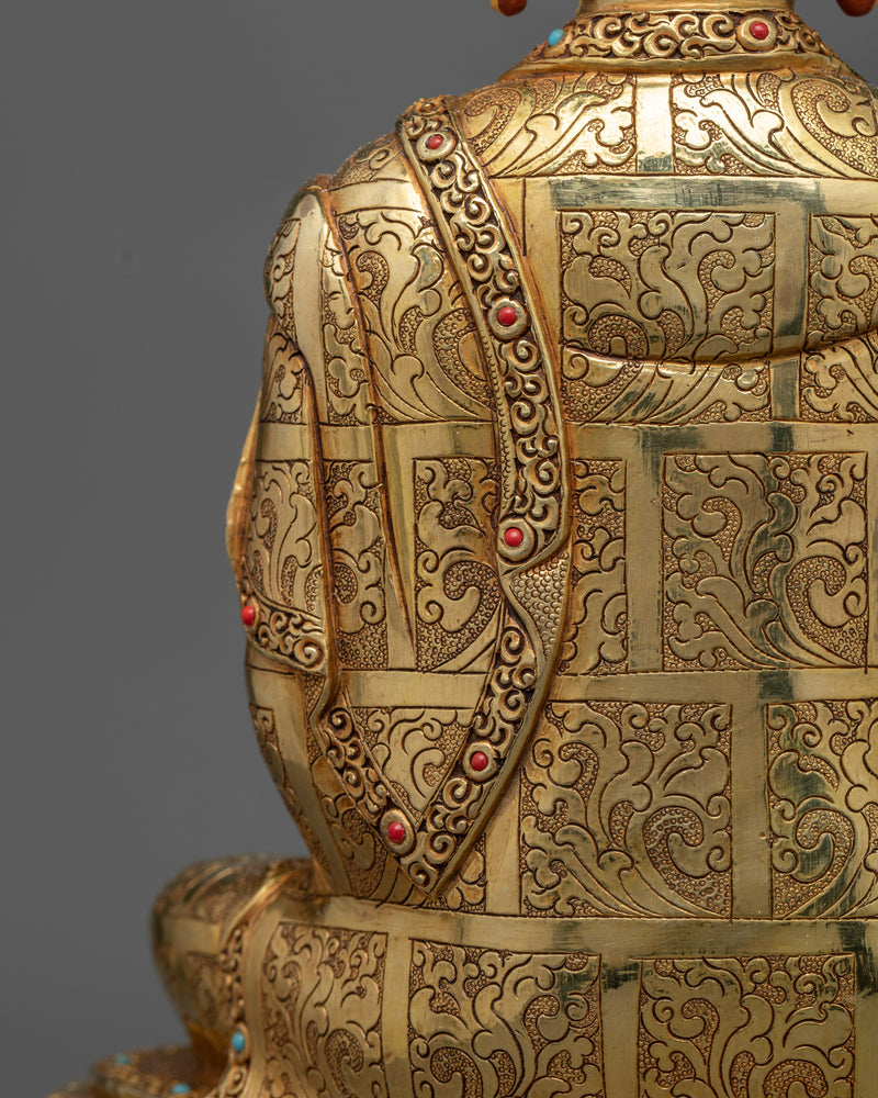 A Gold Gilded Buddha Statue | Handmade Sculpture of Buddha Shakyamuni