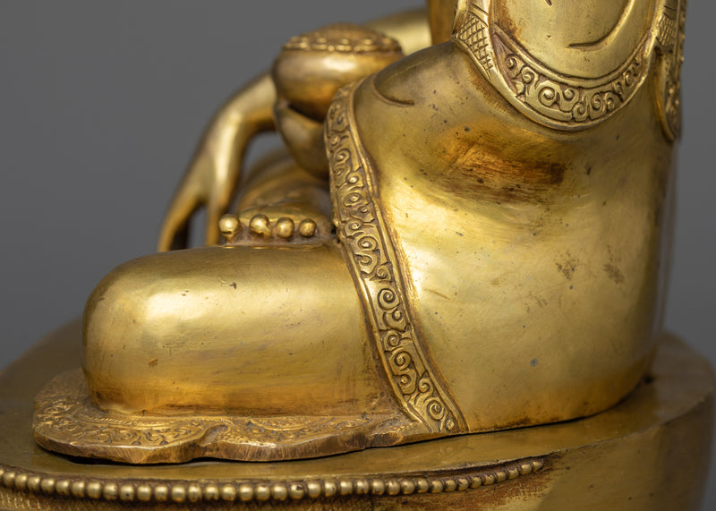 Namo Shakyamunaye Buddha Statue in Gilded Splendor | Embrace Enlightenment