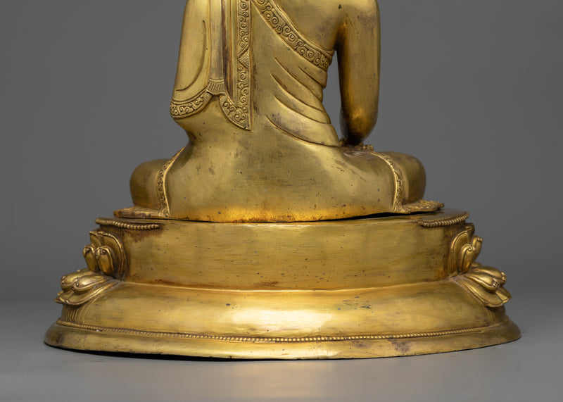Namo Shakyamunaye Buddha Statue in Gilded Splendor | Embrace Enlightenment