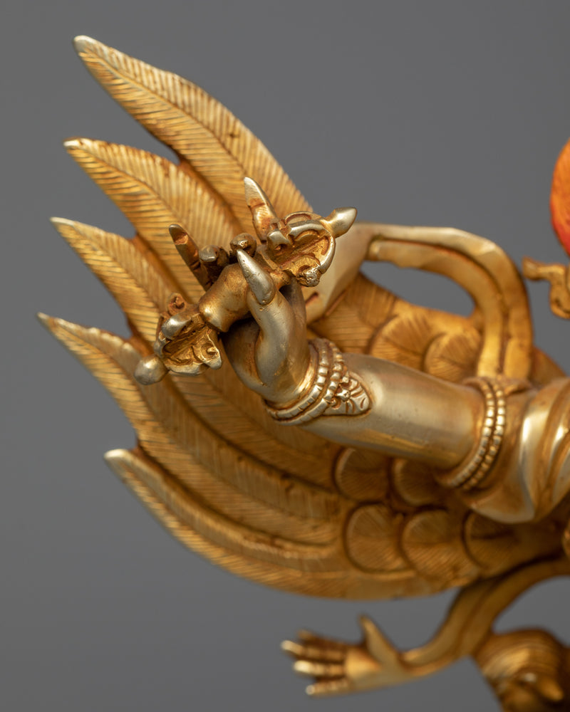 Majestic Guru Dragmar Statue | Fierce Protector in Gold Gilded Splendor