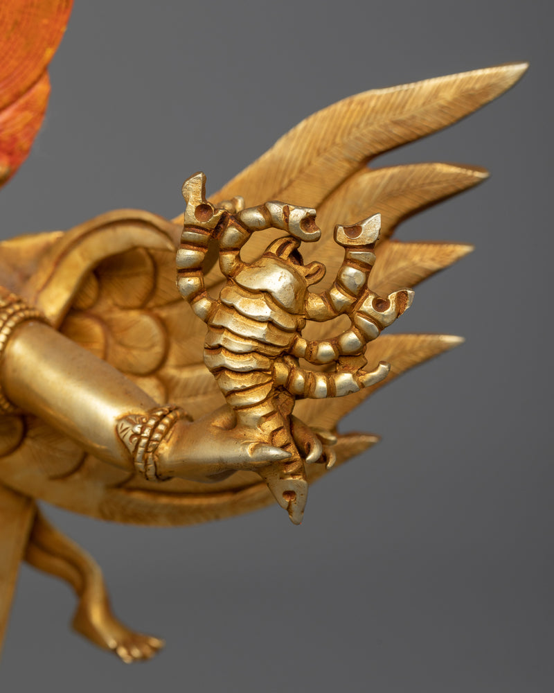 Majestic Guru Dragmar Statue | Fierce Protector in Gold Gilded Splendor
