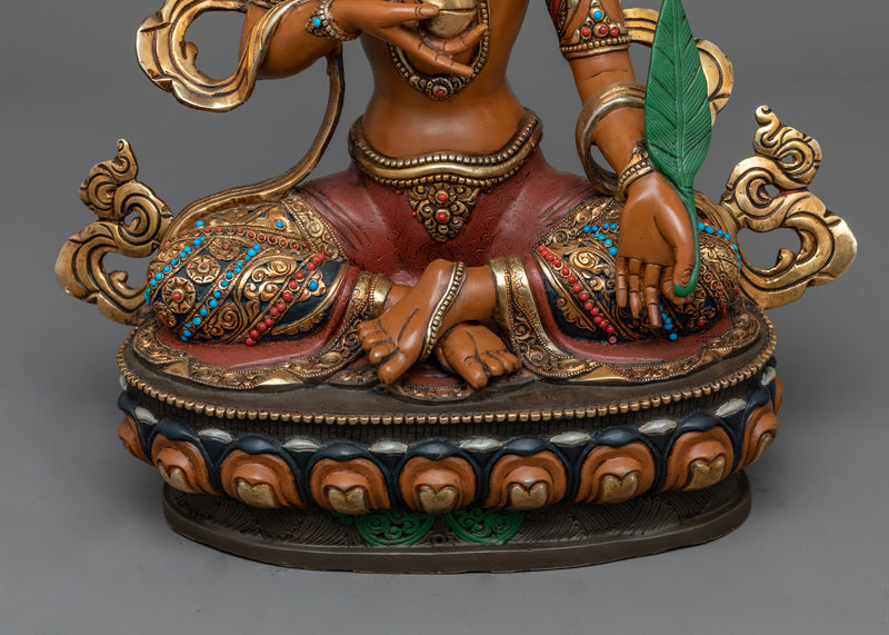 Ksitigarbha in Red with Gold Gilded Elegance | Vow of Compassion